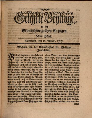 Braunschweigische Anzeigen. Gelehrte Beyträge zu den Braunschweigischen Anzeigen (Braunschweigische Anzeigen) Mittwoch 12. August 1767