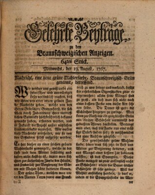 Braunschweigische Anzeigen. Gelehrte Beyträge zu den Braunschweigischen Anzeigen (Braunschweigische Anzeigen) Mittwoch 19. August 1767