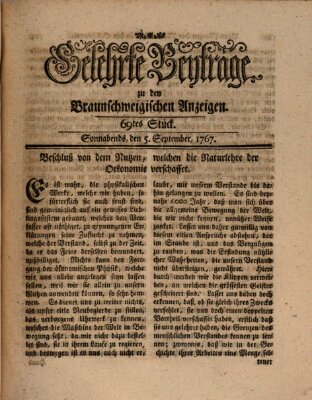 Braunschweigische Anzeigen. Gelehrte Beyträge zu den Braunschweigischen Anzeigen (Braunschweigische Anzeigen) Samstag 5. September 1767