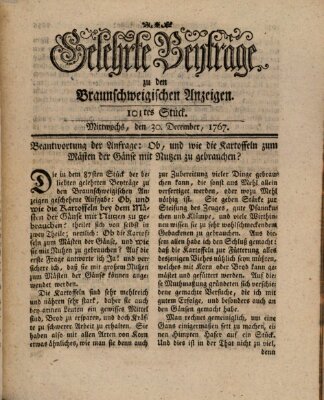 Braunschweigische Anzeigen. Gelehrte Beyträge zu den Braunschweigischen Anzeigen (Braunschweigische Anzeigen) Mittwoch 30. Dezember 1767