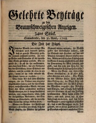 Braunschweigische Anzeigen. Gelehrte Beyträge zu den Braunschweigischen Anzeigen (Braunschweigische Anzeigen) Samstag 30. April 1768