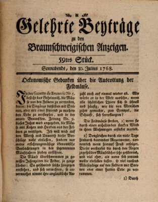 Braunschweigische Anzeigen. Gelehrte Beyträge zu den Braunschweigischen Anzeigen (Braunschweigische Anzeigen) Samstag 30. Juli 1768