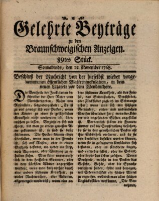 Braunschweigische Anzeigen. Gelehrte Beyträge zu den Braunschweigischen Anzeigen (Braunschweigische Anzeigen) Samstag 12. November 1768