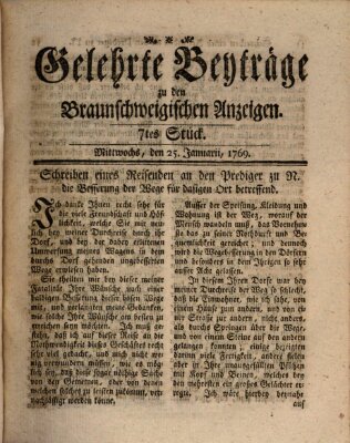 Braunschweigische Anzeigen. Gelehrte Beyträge zu den Braunschweigischen Anzeigen (Braunschweigische Anzeigen) Mittwoch 25. Januar 1769