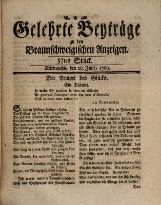 Braunschweigische Anzeigen. Gelehrte Beyträge zu den Braunschweigischen Anzeigen (Braunschweigische Anzeigen) Mittwoch 26. Juli 1769