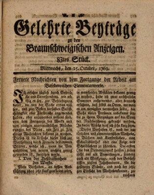 Braunschweigische Anzeigen. Gelehrte Beyträge zu den Braunschweigischen Anzeigen (Braunschweigische Anzeigen) Mittwoch 25. Oktober 1769