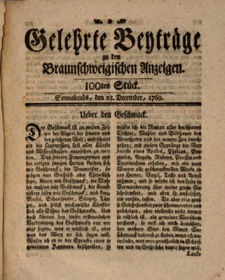 Braunschweigische Anzeigen. Gelehrte Beyträge zu den Braunschweigischen Anzeigen (Braunschweigische Anzeigen) Samstag 23. Dezember 1769