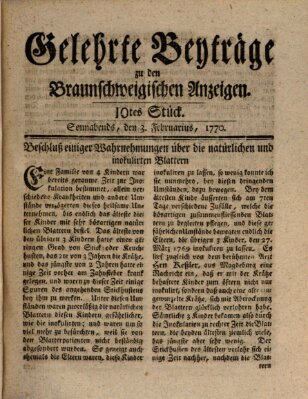 Braunschweigische Anzeigen. Gelehrte Beyträge zu den Braunschweigischen Anzeigen (Braunschweigische Anzeigen) Samstag 3. Februar 1770