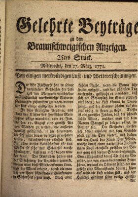 Braunschweigische Anzeigen. Gelehrte Beyträge zu den Braunschweigischen Anzeigen (Braunschweigische Anzeigen) Mittwoch 27. März 1771