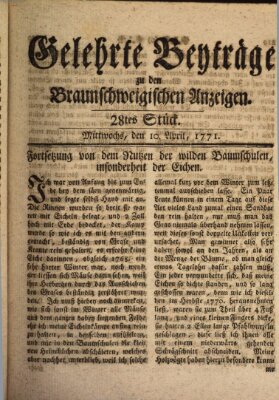 Braunschweigische Anzeigen. Gelehrte Beyträge zu den Braunschweigischen Anzeigen (Braunschweigische Anzeigen) Mittwoch 10. April 1771