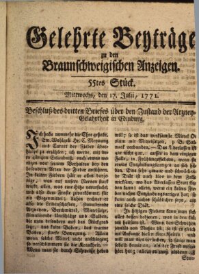 Braunschweigische Anzeigen. Gelehrte Beyträge zu den Braunschweigischen Anzeigen (Braunschweigische Anzeigen) Mittwoch 17. Juli 1771