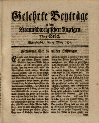 Braunschweigische Anzeigen. Gelehrte Beyträge zu den Braunschweigischen Anzeigen (Braunschweigische Anzeigen) Samstag 9. Mai 1772