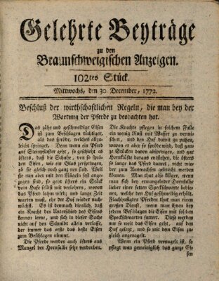 Braunschweigische Anzeigen. Gelehrte Beyträge zu den Braunschweigischen Anzeigen (Braunschweigische Anzeigen) Mittwoch 30. Dezember 1772