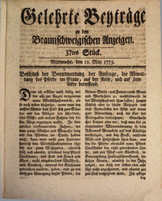 Braunschweigische Anzeigen. Gelehrte Beyträge zu den Braunschweigischen Anzeigen (Braunschweigische Anzeigen) Mittwoch 12. Mai 1773