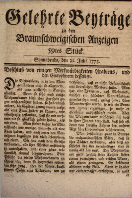 Braunschweigische Anzeigen. Gelehrte Beyträge zu den Braunschweigischen Anzeigen (Braunschweigische Anzeigen) Samstag 31. Juli 1773