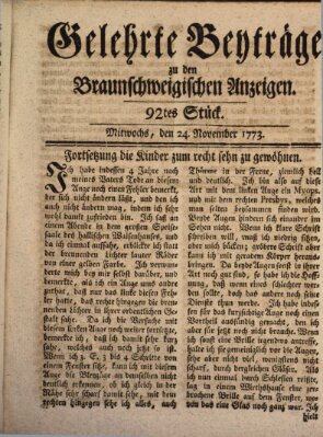 Braunschweigische Anzeigen. Gelehrte Beyträge zu den Braunschweigischen Anzeigen (Braunschweigische Anzeigen) Mittwoch 24. November 1773