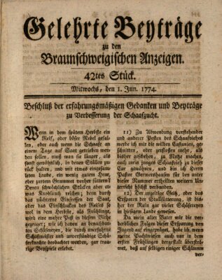 Braunschweigische Anzeigen. Gelehrte Beyträge zu den Braunschweigischen Anzeigen (Braunschweigische Anzeigen) Mittwoch 1. Juni 1774