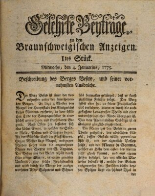 Braunschweigische Anzeigen. Gelehrte Beyträge zu den Braunschweigischen Anzeigen (Braunschweigische Anzeigen) Mittwoch 4. Januar 1775