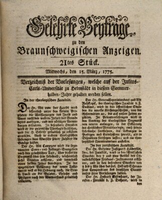 Braunschweigische Anzeigen. Gelehrte Beyträge zu den Braunschweigischen Anzeigen (Braunschweigische Anzeigen) Mittwoch 15. März 1775