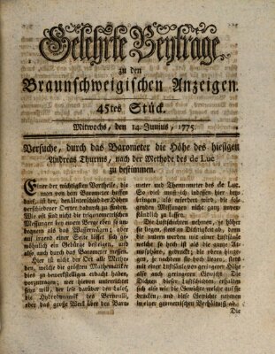 Braunschweigische Anzeigen. Gelehrte Beyträge zu den Braunschweigischen Anzeigen (Braunschweigische Anzeigen) Mittwoch 14. Juni 1775