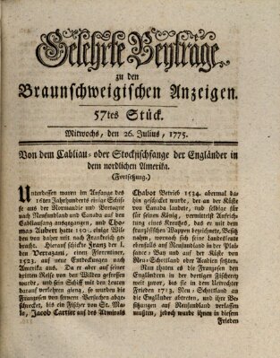 Braunschweigische Anzeigen. Gelehrte Beyträge zu den Braunschweigischen Anzeigen (Braunschweigische Anzeigen) Mittwoch 26. Juli 1775