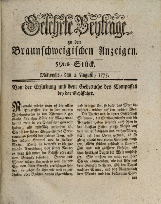 Braunschweigische Anzeigen. Gelehrte Beyträge zu den Braunschweigischen Anzeigen (Braunschweigische Anzeigen) Mittwoch 2. August 1775