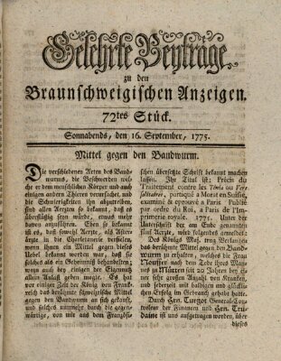 Braunschweigische Anzeigen. Gelehrte Beyträge zu den Braunschweigischen Anzeigen (Braunschweigische Anzeigen) Samstag 16. September 1775