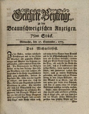 Braunschweigische Anzeigen. Gelehrte Beyträge zu den Braunschweigischen Anzeigen (Braunschweigische Anzeigen) Mittwoch 27. September 1775