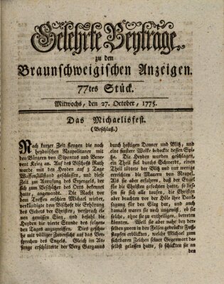 Braunschweigische Anzeigen. Gelehrte Beyträge zu den Braunschweigischen Anzeigen (Braunschweigische Anzeigen) Mittwoch 4. Oktober 1775