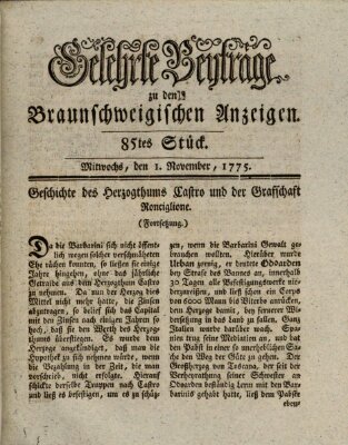 Braunschweigische Anzeigen. Gelehrte Beyträge zu den Braunschweigischen Anzeigen (Braunschweigische Anzeigen) Mittwoch 1. November 1775