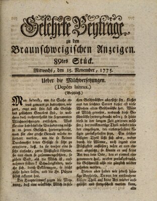 Braunschweigische Anzeigen. Gelehrte Beyträge zu den Braunschweigischen Anzeigen (Braunschweigische Anzeigen) Mittwoch 15. November 1775