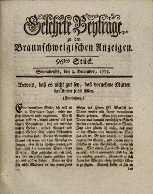 Braunschweigische Anzeigen. Gelehrte Beyträge zu den Braunschweigischen Anzeigen (Braunschweigische Anzeigen) Samstag 9. Dezember 1775