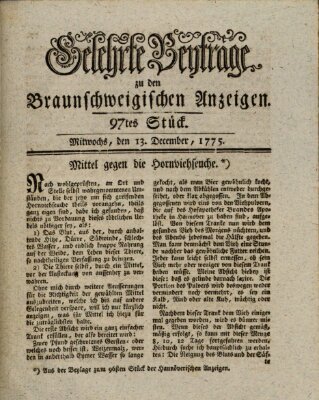 Braunschweigische Anzeigen. Gelehrte Beyträge zu den Braunschweigischen Anzeigen (Braunschweigische Anzeigen) Mittwoch 13. Dezember 1775