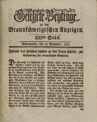 Braunschweigische Anzeigen. Gelehrte Beyträge zu den Braunschweigischen Anzeigen (Braunschweigische Anzeigen) Samstag 23. Dezember 1775