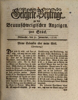 Braunschweigische Anzeigen. Gelehrte Beyträge zu den Braunschweigischen Anzeigen (Braunschweigische Anzeigen) Mittwoch 31. Januar 1776