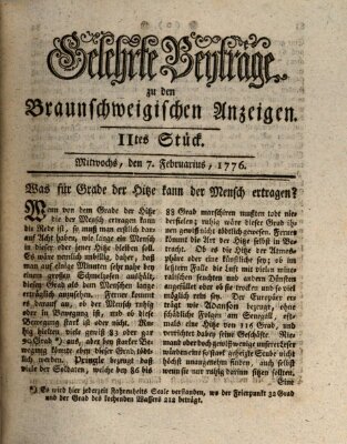 Braunschweigische Anzeigen. Gelehrte Beyträge zu den Braunschweigischen Anzeigen (Braunschweigische Anzeigen) Mittwoch 7. Februar 1776