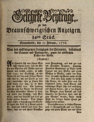 Braunschweigische Anzeigen. Gelehrte Beyträge zu den Braunschweigischen Anzeigen (Braunschweigische Anzeigen) Samstag 17. Februar 1776