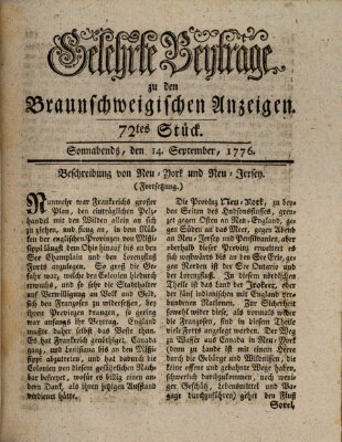 Braunschweigische Anzeigen. Gelehrte Beyträge zu den Braunschweigischen Anzeigen (Braunschweigische Anzeigen) Samstag 14. September 1776