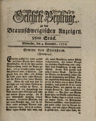 Braunschweigische Anzeigen. Gelehrte Beyträge zu den Braunschweigischen Anzeigen (Braunschweigische Anzeigen) Mittwoch 4. Dezember 1776