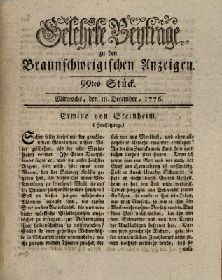 Braunschweigische Anzeigen. Gelehrte Beyträge zu den Braunschweigischen Anzeigen (Braunschweigische Anzeigen) Mittwoch 18. Dezember 1776