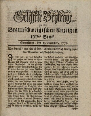 Braunschweigische Anzeigen. Gelehrte Beyträge zu den Braunschweigischen Anzeigen (Braunschweigische Anzeigen) Samstag 28. Dezember 1776