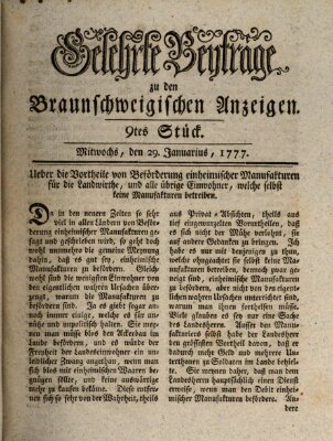 Braunschweigische Anzeigen. Gelehrte Beyträge zu den Braunschweigischen Anzeigen (Braunschweigische Anzeigen) Mittwoch 29. Januar 1777