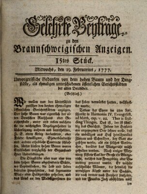 Braunschweigische Anzeigen. Gelehrte Beyträge zu den Braunschweigischen Anzeigen (Braunschweigische Anzeigen) Mittwoch 19. Februar 1777