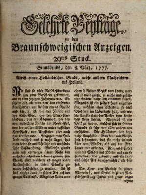 Braunschweigische Anzeigen. Gelehrte Beyträge zu den Braunschweigischen Anzeigen (Braunschweigische Anzeigen) Samstag 8. März 1777