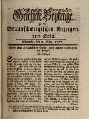 Braunschweigische Anzeigen. Gelehrte Beyträge zu den Braunschweigischen Anzeigen (Braunschweigische Anzeigen) Mittwoch 12. März 1777