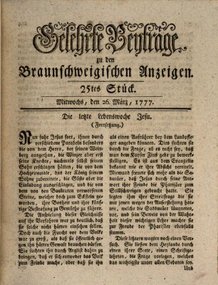 Braunschweigische Anzeigen. Gelehrte Beyträge zu den Braunschweigischen Anzeigen (Braunschweigische Anzeigen) Mittwoch 26. März 1777