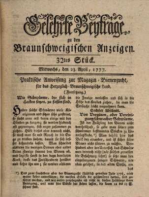 Braunschweigische Anzeigen. Gelehrte Beyträge zu den Braunschweigischen Anzeigen (Braunschweigische Anzeigen) Mittwoch 23. April 1777