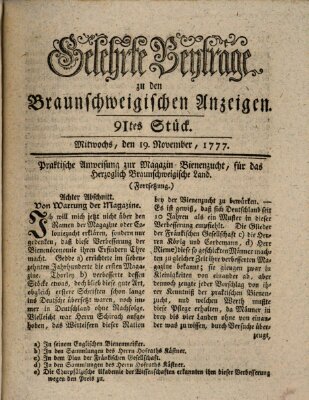 Braunschweigische Anzeigen. Gelehrte Beyträge zu den Braunschweigischen Anzeigen (Braunschweigische Anzeigen) Mittwoch 19. November 1777