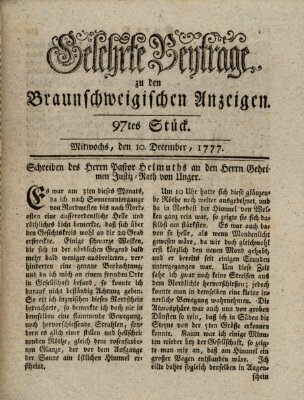 Braunschweigische Anzeigen. Gelehrte Beyträge zu den Braunschweigischen Anzeigen (Braunschweigische Anzeigen) Mittwoch 10. Dezember 1777