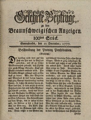 Braunschweigische Anzeigen. Gelehrte Beyträge zu den Braunschweigischen Anzeigen (Braunschweigische Anzeigen) Samstag 20. Dezember 1777